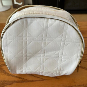 DIOR  White and Gold Quilted Perfume Makeup Cosmetic Toiletry Bag